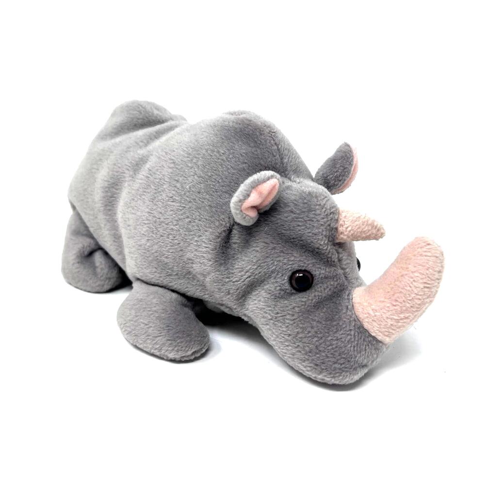 Russ Nostrils Rhino Plush 9" Gray‎ Rhinoceros Beanie Stuffed Animal Lovey